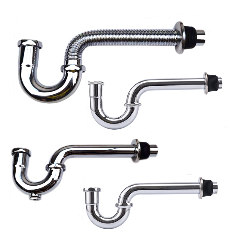 Brass stainless steel thickened wall drainage basin wash basin anti - transverse storage bend P - bend hexagonal nut