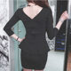 Fat mm sexy slimming dress plus size spring new women's deep neck V-ablly-covering fashionable butt-cover short skirt