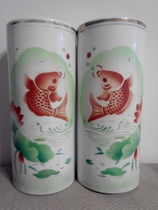 Fiftys old hat tube pair of carp jumping Dragon Door old porcelain antiques old objects ornaments antique bag Old Fidelity