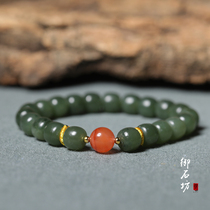 Yushifang Xinjiang Hetian Jade seed material Qingjingcui 7 * 8mm old single-Circle Bracelet is not on sale