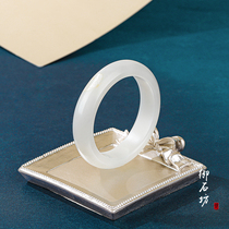 Yushifang Xinjiang Hetian Jade mutton White Jade seed material natural sprinkled gold thick bracelet 55-56mm