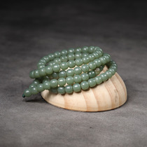 In the sale of not bargaining Imperial stone square Xinjiang Hetian Jade seed material sand jujube green sugar skin 6*7108 barrel beads 58 65g