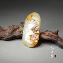 Yushifang Xinjiang Hetian Jade seed material Huang Qin swallow spring landscape flower and bird brand 24 1g is not bargaining