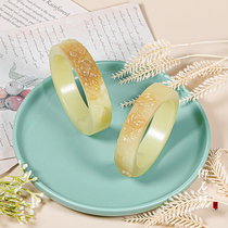 Yushi Fang Xinjiang natural Hetian Jade and the end of the yellow jade sugar jade mouth carved square bracelet bracelet