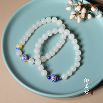 Miyfang Shifang Xinjiang and Tian Yubai jade natural seed material 8mm Old type barrel Pearl Round Pearl Handstring Handchain No bargaining