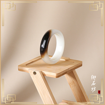 Yushifang Xinjiang Natural Hetian Jade and the end of the mountain material brown sugar thick safety bracelet 55-56mm on sale