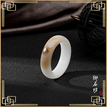 Yushifang Xinjiang Natural Hetian Jade and the end of the mountain material golden sugar thick Pingan bracelet bracelet 56-57mm on sale