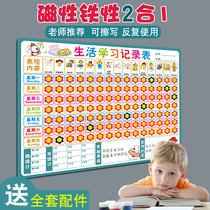 Childrens growth self-discipline table Primary School students clock in to learn to record the good habits of home magnetic wall stickers