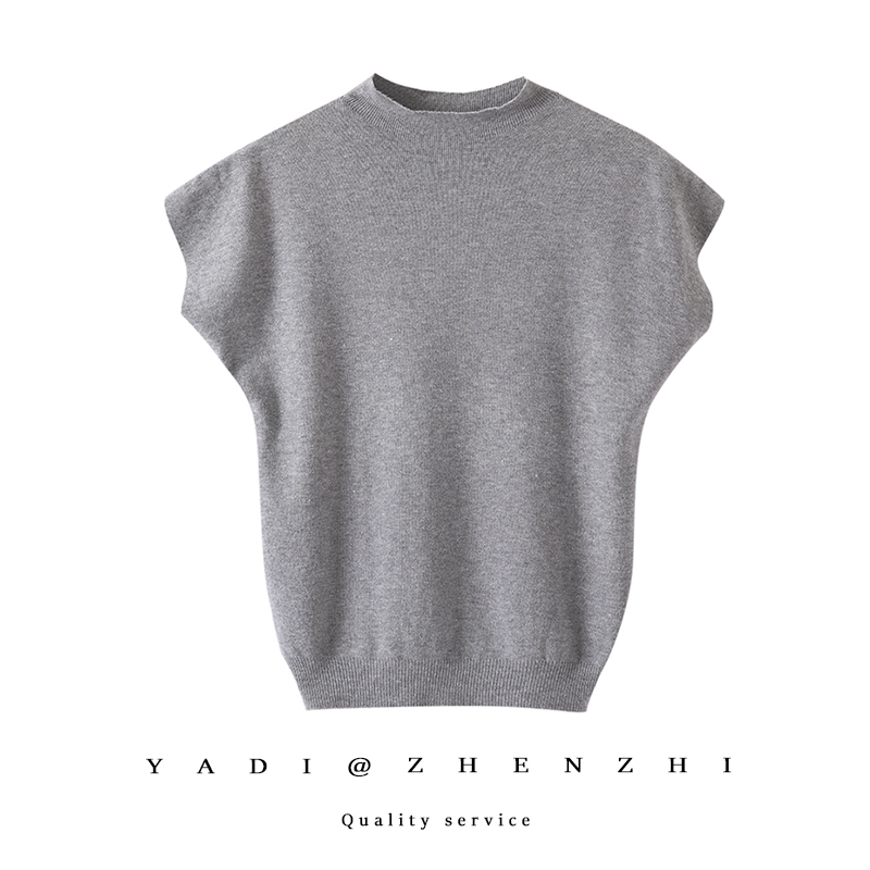 2025 New Half-High Collar Batwing Sleeve Short-Sleeve Spring and Autumn Solid Color Inner Layer Base Shirt Slim Fit Versatile T-Shirt