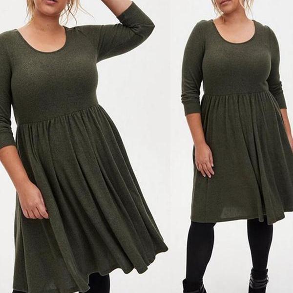 Special Offer: Torrid Women's Clothing for Export, 160 Jin, 100kg Extra-Large Size, American Style, Autumn and Winter Mid-Length Dress