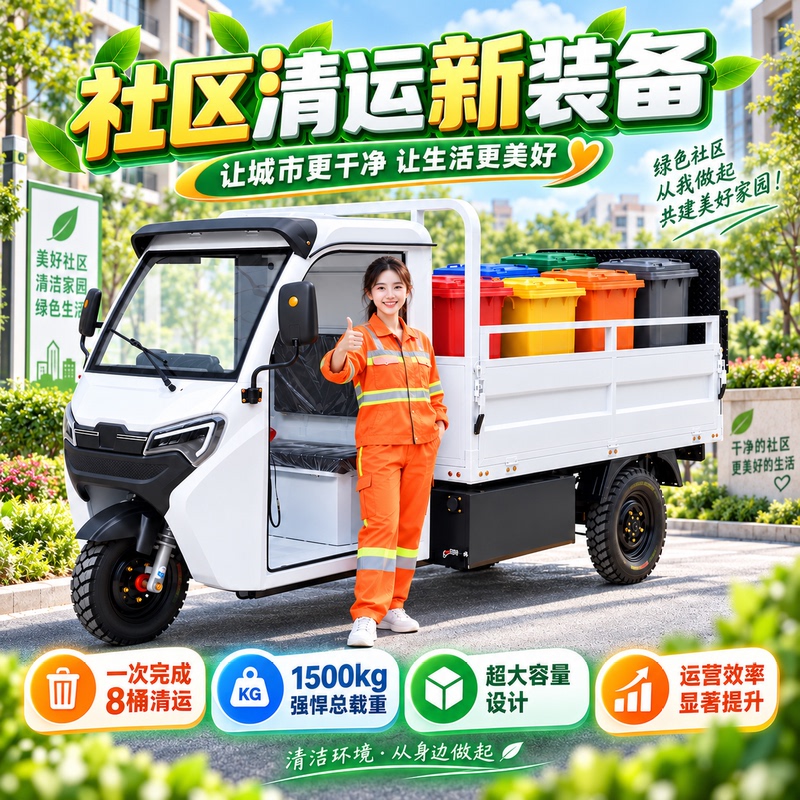 New Energy Pure Electric Vehicle with 6-8 Barrel Capacity, Automatic Lifting Hydraulic Tailgate, Classified Transport Garbage Truck