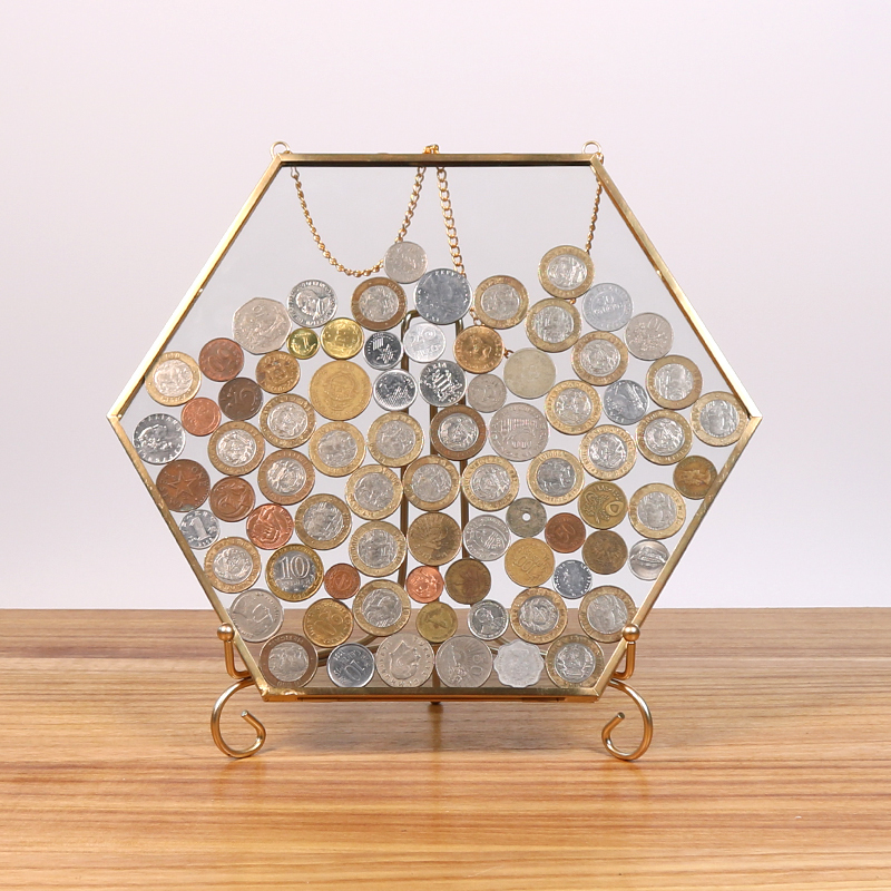 Xiaohongshu Recommends Hexagonal Coin Display Frame, Collectible Display Glass Frame, Transparent Glass Picture Frame Ornament