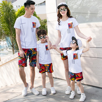  Parent-child summer clothes 2021 new trendy short-sleeved boys leisure suit mother and son mother and daughter beach vacation travel full decoration