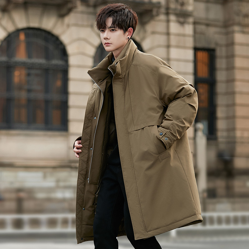 Windbreaker Style down Jacket for Men 25 New Winter Thickened Warm Business Casual Parka Mid-Length Coat
