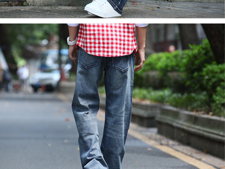 Mu mùa thu retro quần lỏng thẳng quần jeans nam size lớn cộng với phân bón để tăng chất béo thông thường chân dày quần dài quần jean nam big size