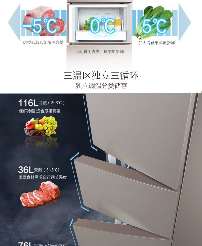TCL BCD-228TEWF1 228 lít Tủ lạnh ba cửa làm mát bằng không khí lạnh - Tủ lạnh tủ đông điện máy xanh