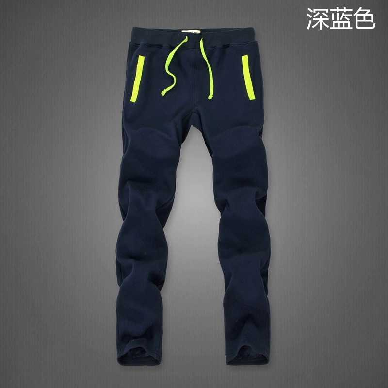 Mùa thu và mùa đông quần âu chân thẳng quần thể thao Slim cộng với quần nhung dày quần nam ấm không xuống quần đùi nam