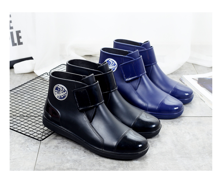 Kéo lại ủng đi mưa nam thấp giúp giày mưa ngắn mùa thu đông cộng với thời trang cashmere chống trượt giày cao su chống nước rửa xe giày bảo hộ siêu nhẹ chống nước