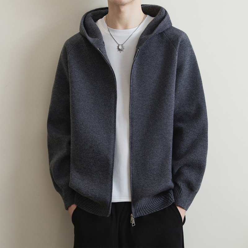 Hooded Sweater Jacket for Men, High-End Style, Autumn and Winter 2026 New Trendy Brand Knitted Cardigan Jacket, Loose Coat for Men Hooded Sweater Jacket for Men, High-End Style, Autumn and Winter 2026 New Trendy Brand Knitted Cardigan Jacket, Loose Coat for Men