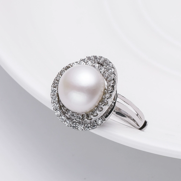 JZ048] Nhẫn ngọc trai nước ngọt 11-12mm duyên dáng Nhẫn nhẫn bạc