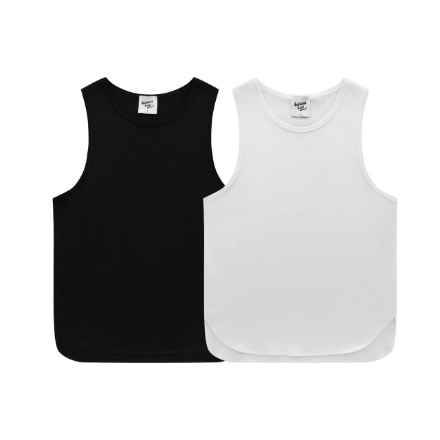 Men's appliqué cotton tank sweat vest sleeveless lightweight round neck women's inner wear slim summer waistcoat solid color sports