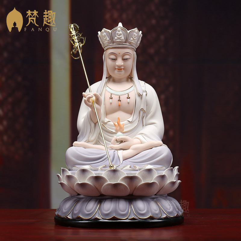 Sanskrit ceramic Ksitigarbha Bodhisattva Buddha statue home enshrines security ornaments sitting lotus Ksitigarbha Bodhisattva statue painted