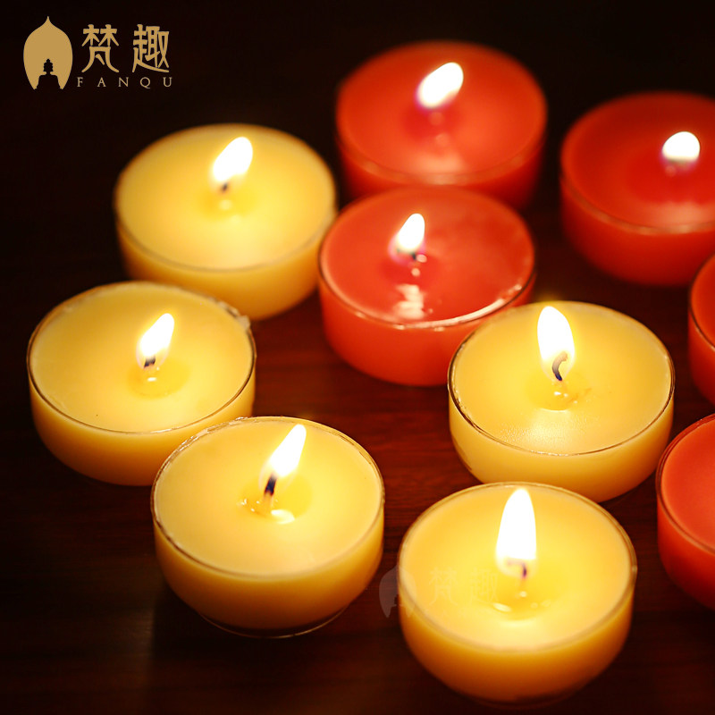 Sanskrit for Buddha 4 hours Smoke-free crisp oil light incense candle Thickened Plastic Plum Grain Candle Religious Supplies