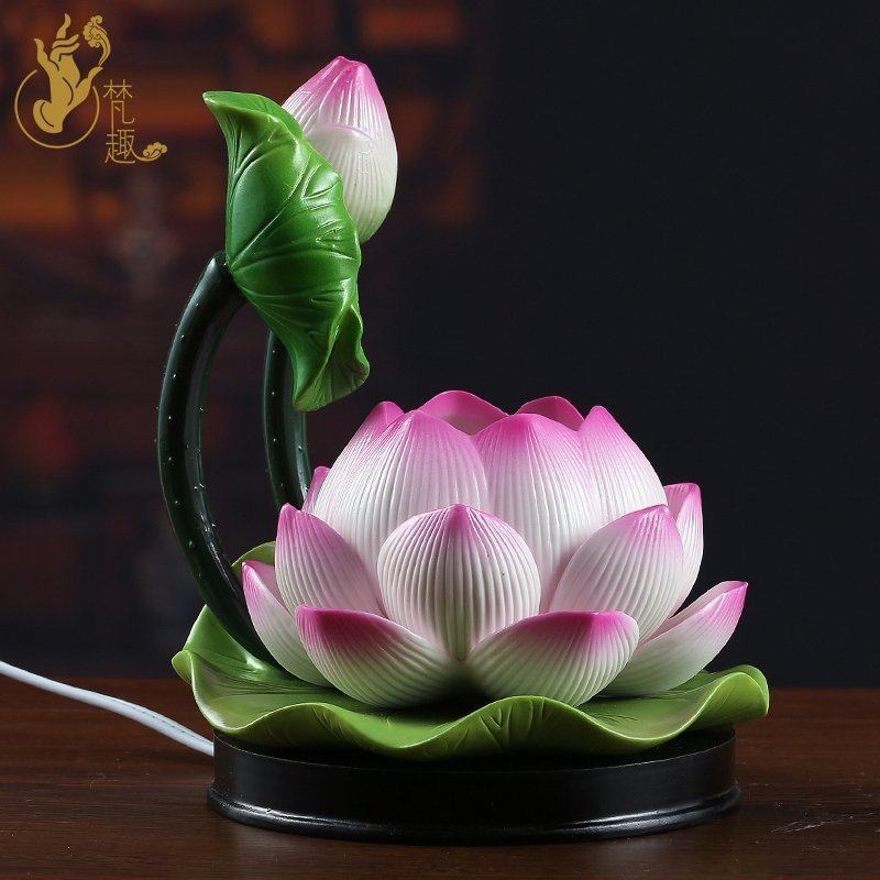Van-Ben Dehua Ceramic Three Lotus Buddha Lights for Buddhist Buddha