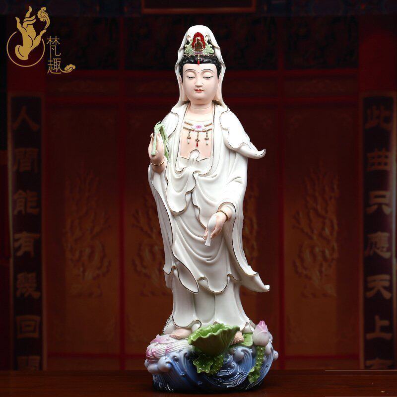 Fanqu 16 to 26 inch dripping Guanyin Bodhisattva Buddha statue home decoration Buddha hall dedicated to Guanyin Bodhisattva