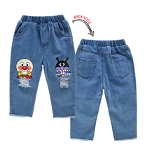 2022 new Pinins Spring and Autumn bread Superman children Dress Breaking jeans Childrens pure cotton male and female baby long pants thin