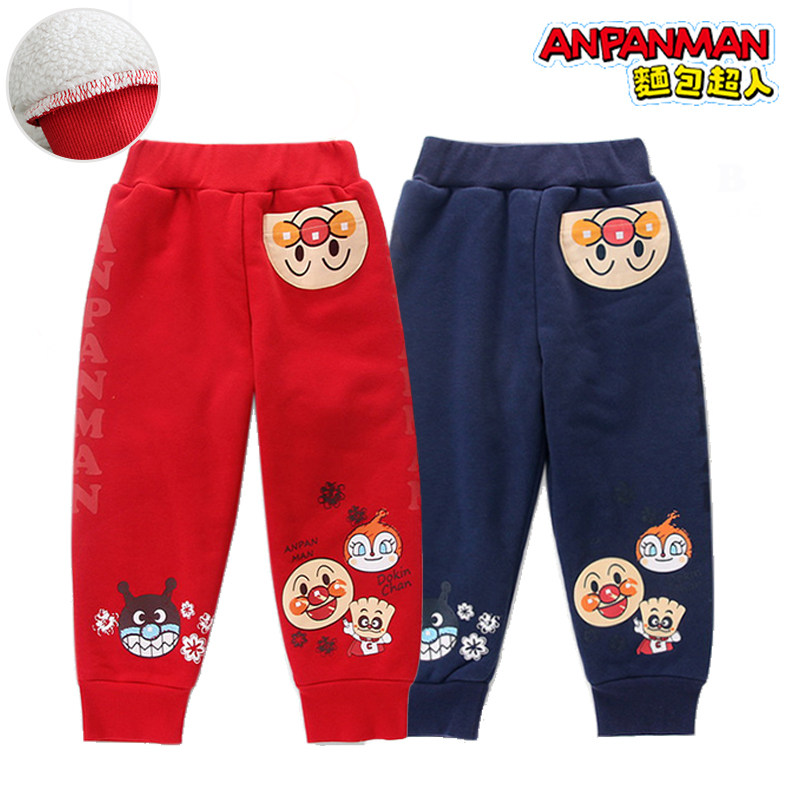 : Bread Superhuman Warriors 2022 Children Plus Suede Pants Children Clothing Winter Children Clothing Pants Warm Thickened Baby Cotton Pants