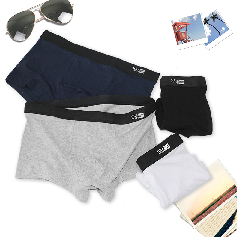 Đồ lót nam Quần bò nam Boxer Cotton Bốn góc Quần short Đầu thoáng khí Trắng Đen Thanh niên thủy triều Mùa hè Gói duy nhất quần sịp siêu nhân