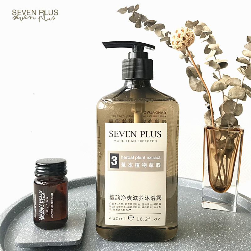 SEVEN PLUS sandalwood shower gel 460ml body shower milk sandalwood fragrance lasting men and women shower gel