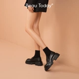 BeauToday Лоферы на платформе, черная обувь в английском стиле для кожаной обуви, из натуральной кожи, в британском стиле