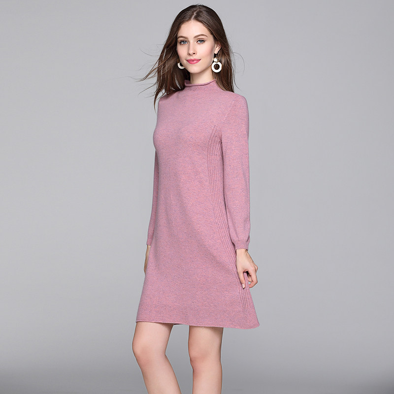 The city of Ordos produces half-high-collar cashmere sweatshirt women in the middle of a long version of the cashmere ocean dress A character version of a slim sweater K205