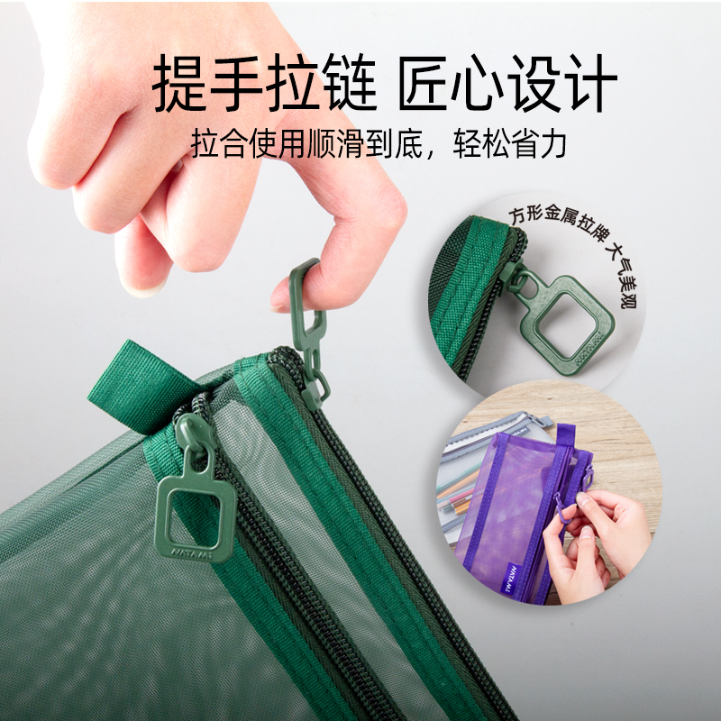 Natami Student Document Bag, Zipper-Style Retro Transparent Mesh File Storage Bag for Postgraduate Entrance Exams, A4/B5/B6 Document Bag, File Bag, Elementary School Student Stationery Bag, Large-Capacity Medical Record Bag
