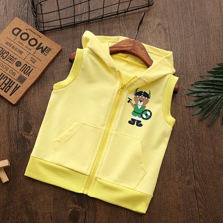 Áo vest trẻ em mùa xuân và mùa thu cộng với nhung 2018 mới cho trẻ em áo vest trùm đầu quần áo trẻ em mỏng Phiên bản Hàn Quốc của áo len trẻ em áo phao trẻ em