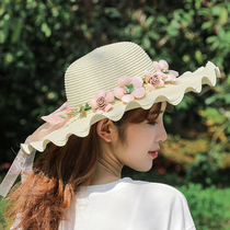 Summer straw hat female hipster wave beach hat sunscreen travel sun hat seaside holiday foldable wreath hat