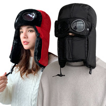 Winter Lei Feng hat womens glasses outdoor warm pilot cycling wind-proof thick cold-proof windshield ear protection plus velvet skiing
