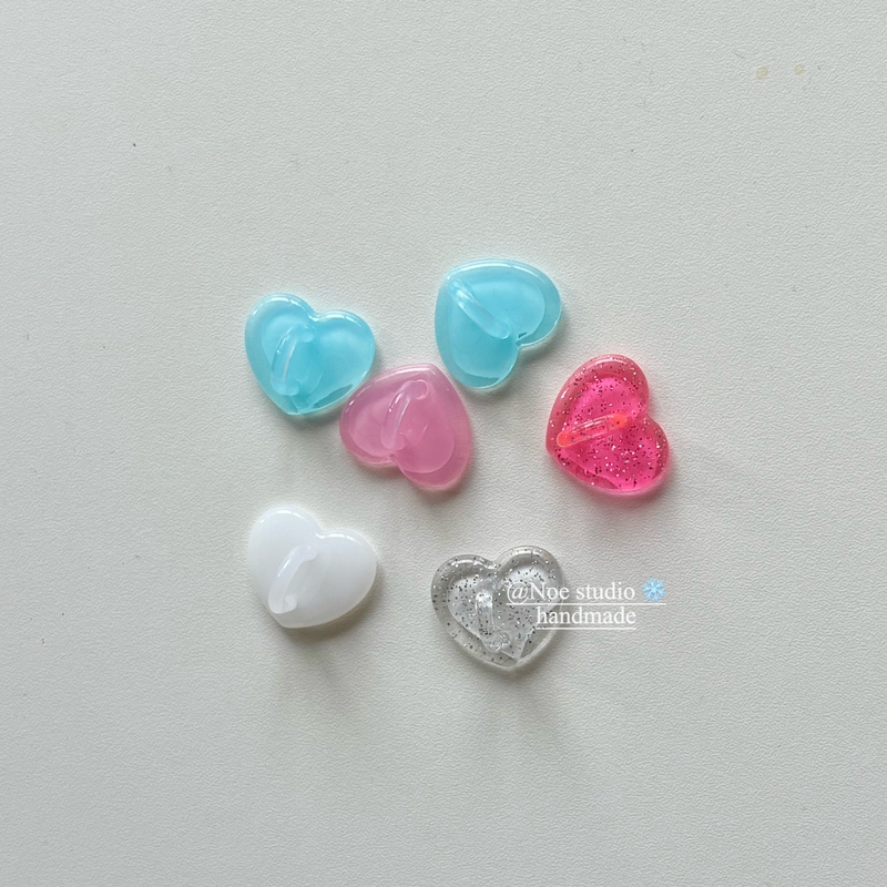 Original Korean Style ins Phone Heart-Shaped Jelly Glitter Silver Buckle DIY Accessories Oem Adhesive Girly Pink