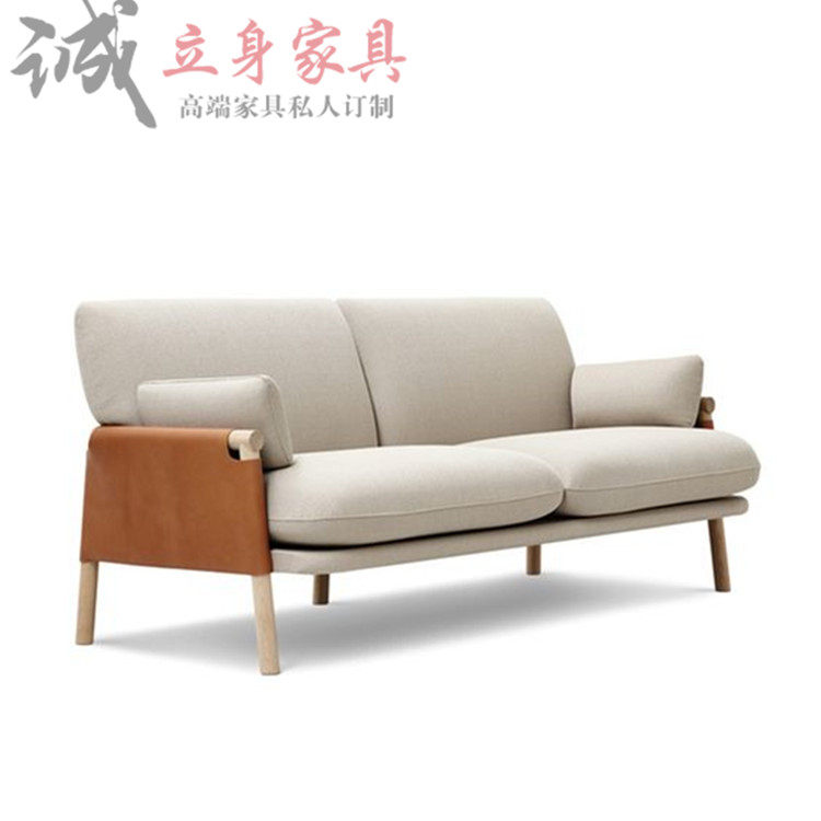 美式简约实木布艺沙发客厅公寓小户型家用沙发售楼部展厅定制沙发