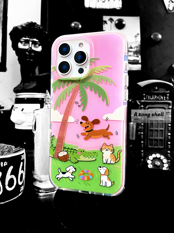 Vibrant Tropical Cartoon Animal 3D Hard Matte Anti-fall Girls iPhone Case