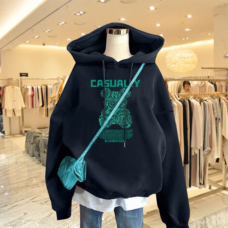 Royal Blue Hooded Spring and Autumn Thin Sweatshirt for Women, Autumn and Winter 2024 New Style, Fleece-Lined and Thickened Jacket, Popular Jacket