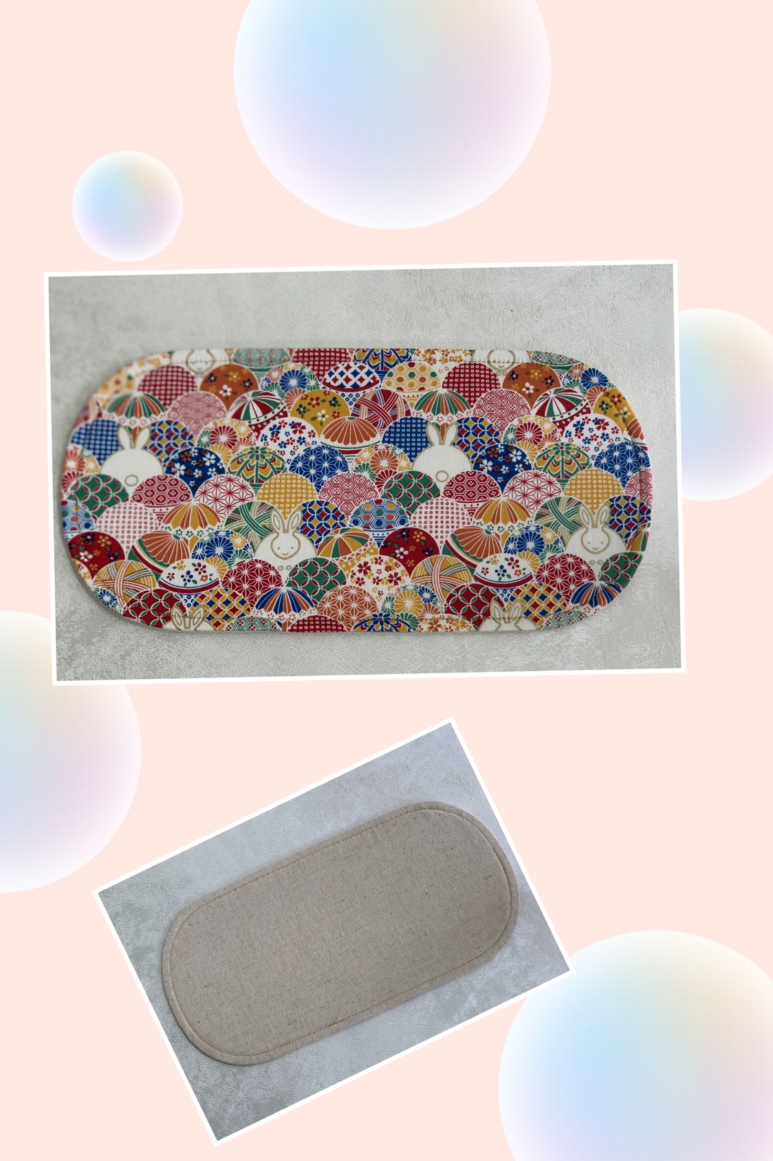 Treasures handmade custom Taiwan imported cotton fabric and wind hand bow ball cute rabbit one tea meal cushion insulation and wind