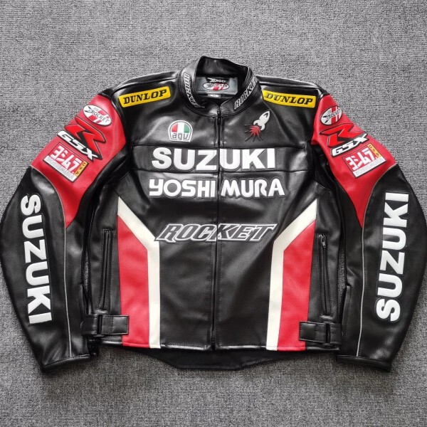 Suzuki Leather Jacket Motorcycle Riding Suit Racing Rider Motorcycle Clothing Off-Road Windproof Warm Anti-Fall Racing Suit