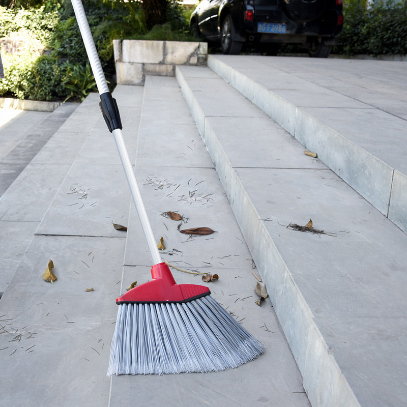 Outdoor plastic long handle thickened hardhair broom courtyard sweeping yard sweeping to sweep single sweeping broom factory