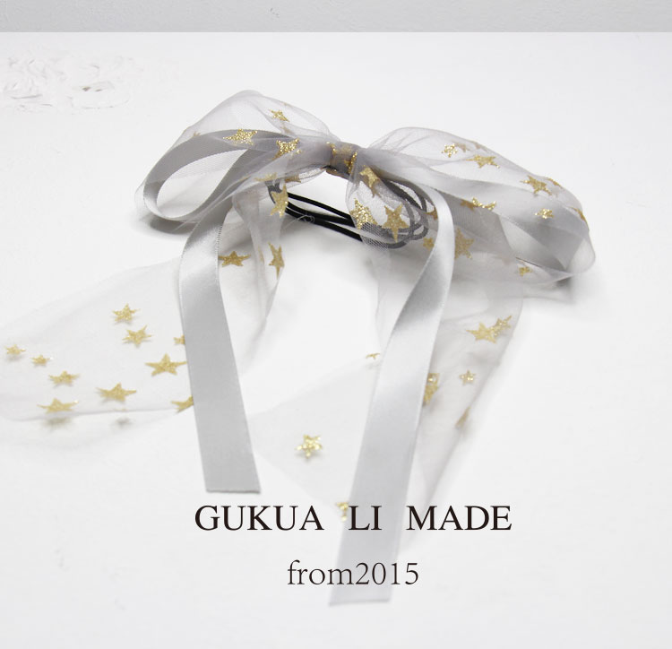 908GUKUAli ban đầu làm bằng tay lấp lánh sao ngọc ruy băng kỳ nghỉ sợi cổ tích cô gái headband - Phụ kiện tóc cột tóc cho bé gái