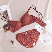 Beauty back lingerie suit Womens bra coalless without steel ring bra Students High School Girl bra Ladies Low waist Underpants