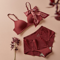Red lingerie suit wedding bride cross beauty back collection of the upper tobra woman comfortable and breathable bra