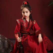 Childrens Hanfu girl Hua Mulan costume fairy style girl swordsman Feiyu costume cos knight costume performance costume